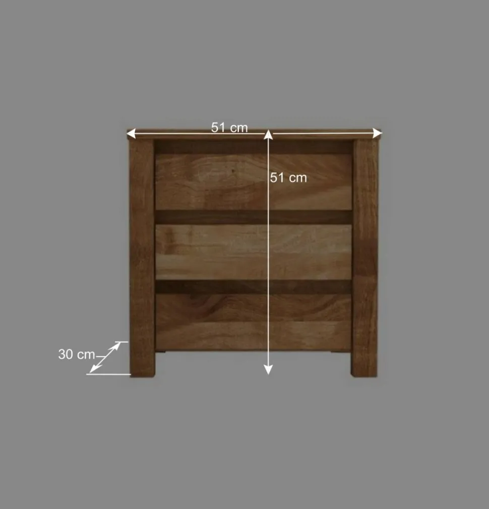 Massivholz Nachtkommode Nadalia aus Wildeiche geölt