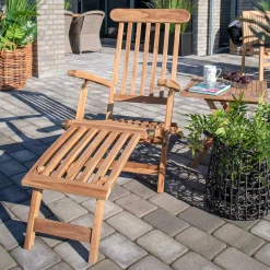 Massivholz Outdoor Deckchair aus Teak - Zavamanco