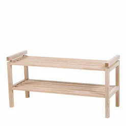 Massivholz Schuhregal in Eiche White Wash - Vaxos