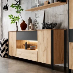 Massivholz Sideboard - modern mit LED Licht - Viligrana