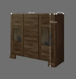 Massivholz Sideboard Vaskov aus Wildeiche geölt Glas