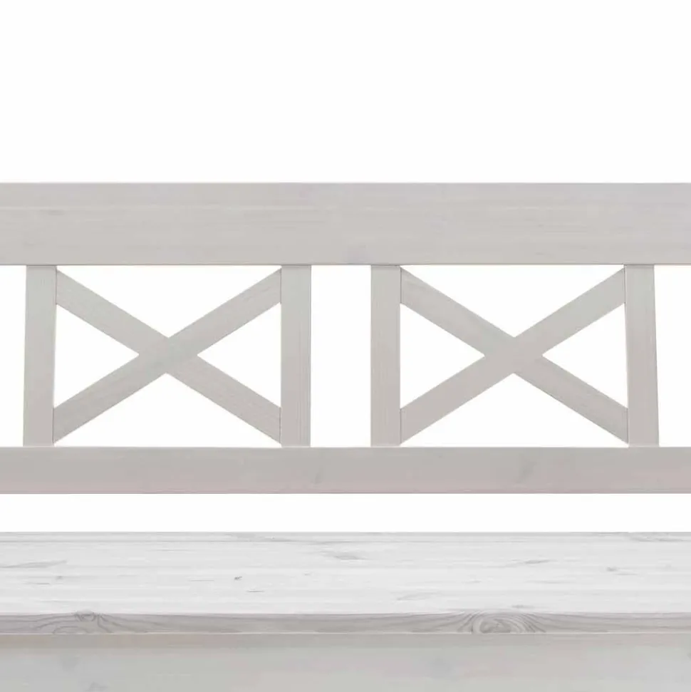 Massivholz Sitzbank Onesti aus Kiefer Weiß