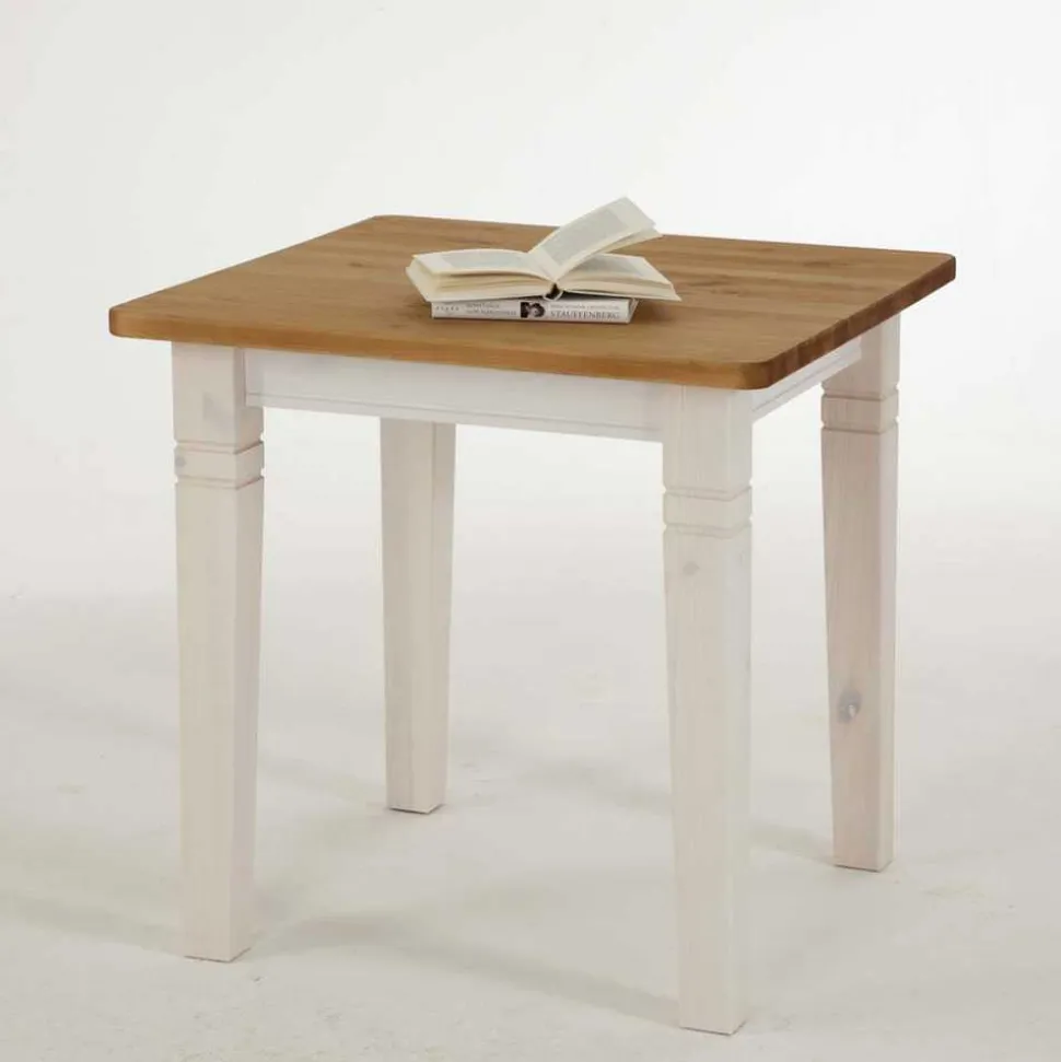 Massivholz Sitzgruppe Lugon in Weiß (fünfteilig)