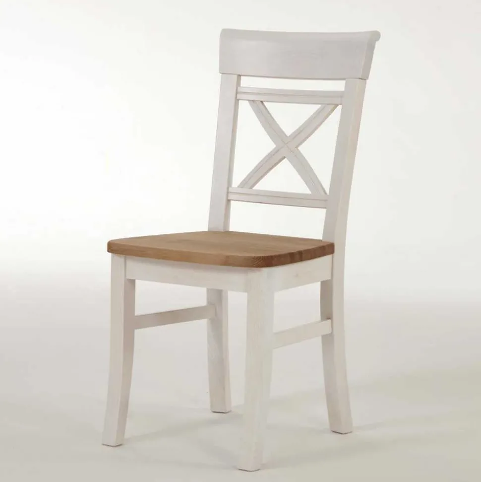 Massivholz Sitzgruppe Lugon in Weiß (fünfteilig)