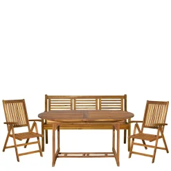 Massivholz Tischgruppe oval - Eliva (vierteilig)