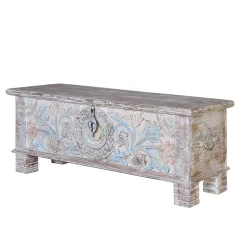 Massivholz Truhe in White Wash - Riconia