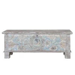 Massivholz Truhe in White Wash - Riconia