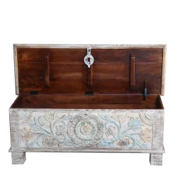 Massivholz Truhe in White Wash - Riconia