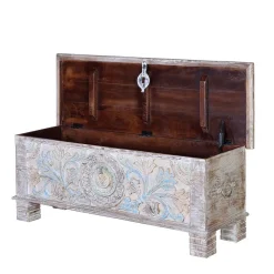 Massivholz Truhe in White Wash - Riconia