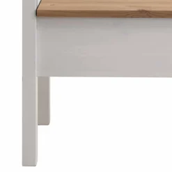 Massivholz Truhenbank Lugon aus Kiefer Weiß Braun