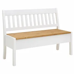 Massivholz Truhenbank Molzau in Weiß