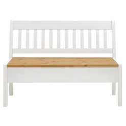 Massivholz Truhenbank Molzau in Weiß