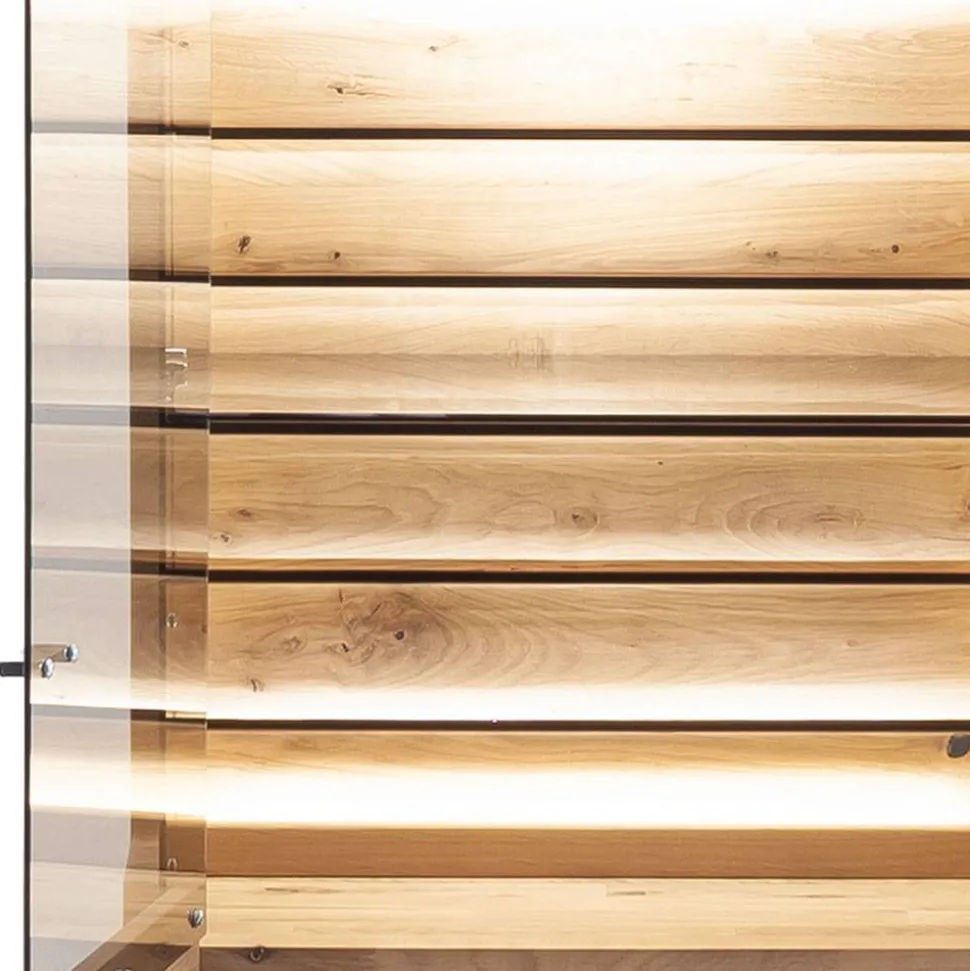 Massivholz Vitrine mit LED Beleuchtung - Azzurian