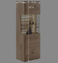 Massivholz Vitrine mit LED Beleuchtung - Azzurian