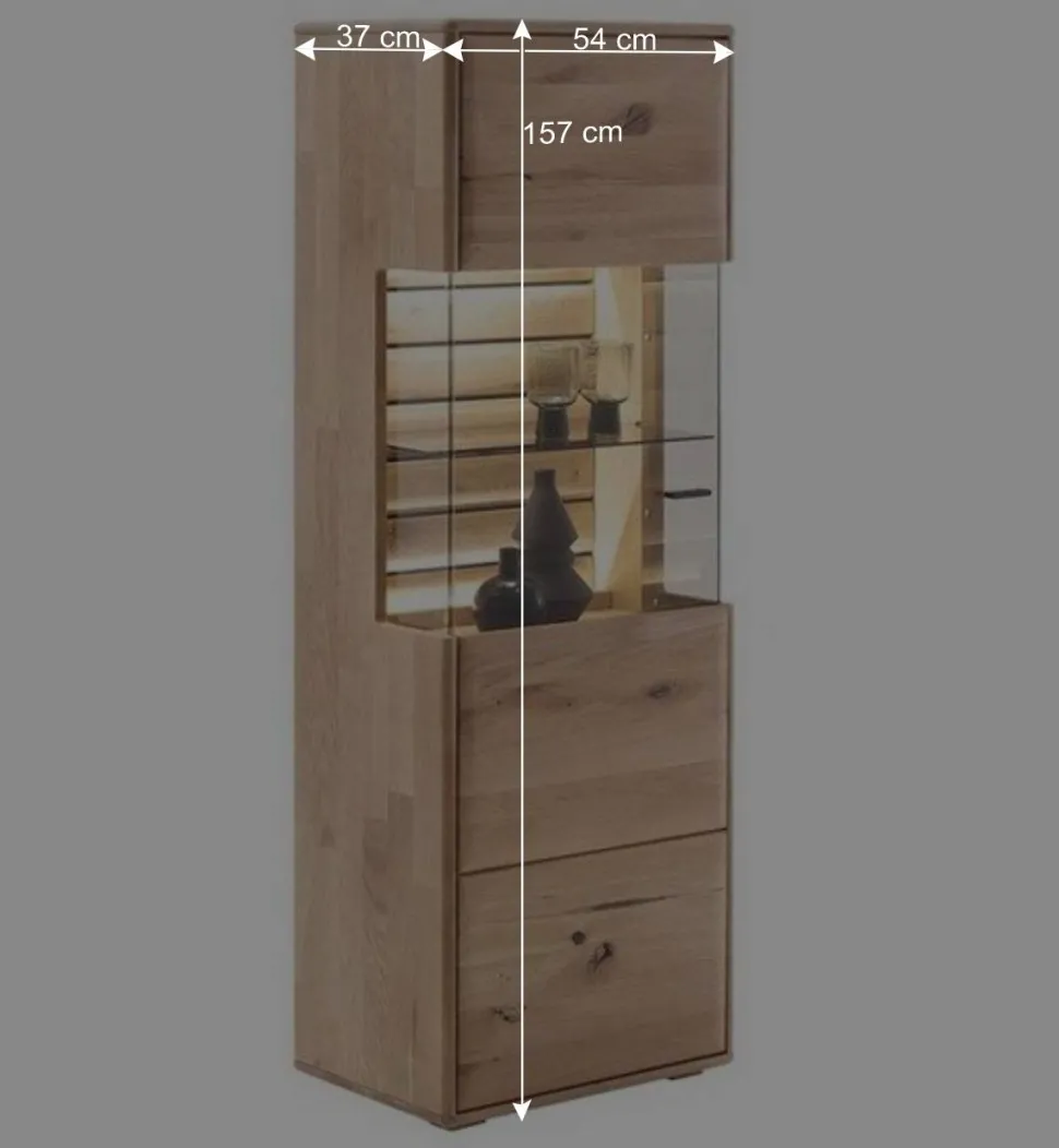 Massivholz Vitrine mit LED Beleuchtung - Azzurian