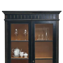Massivholz Vitrine Zanyorita in Schwarz