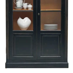 Massivholz Vitrine Zanyorita in Schwarz