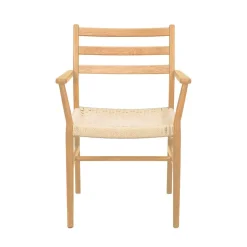 Massivholz-Armlehnenstuhl mit Geflechtsitz - Asko