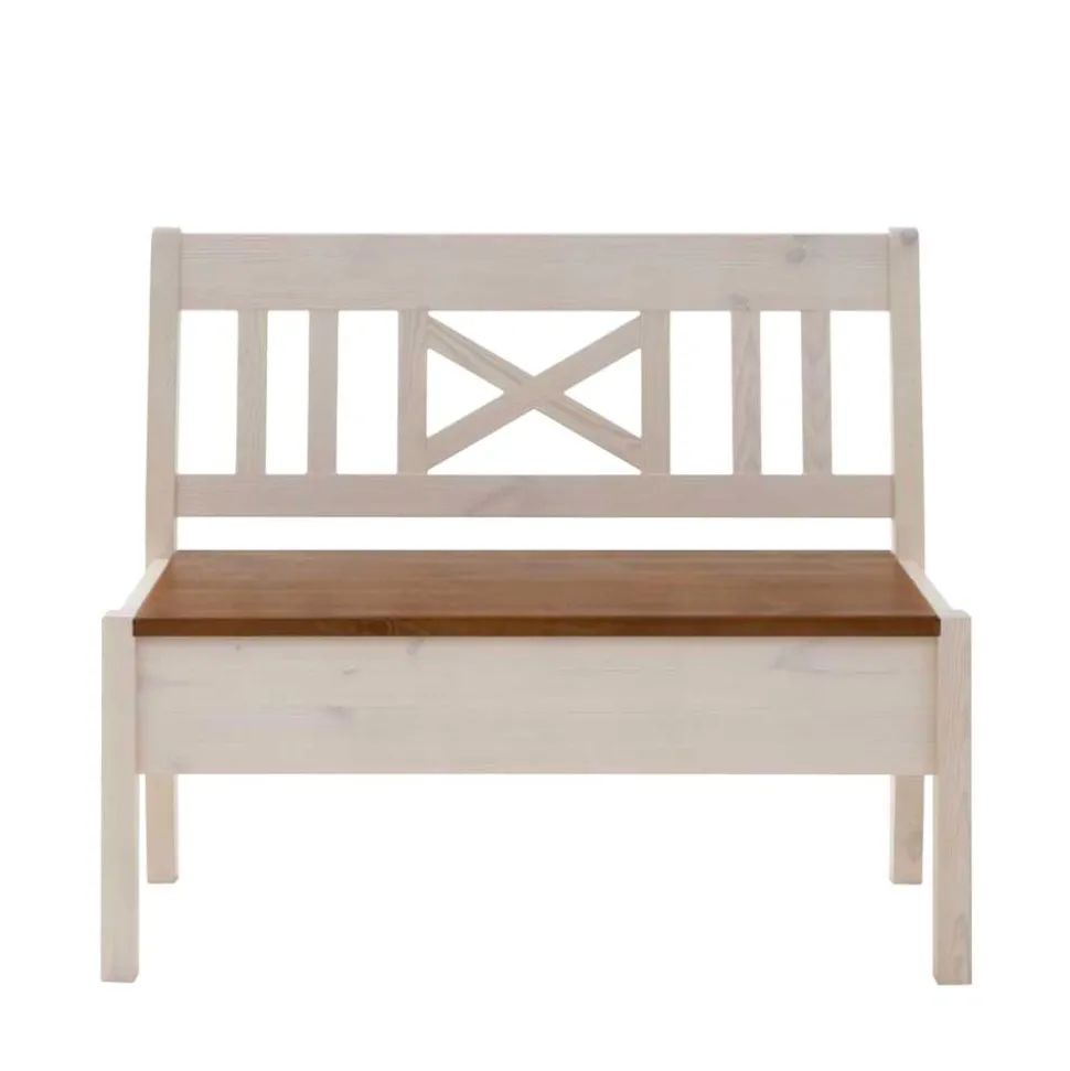 Massivholzbank Barlad in Weiß Bernsteinfarben