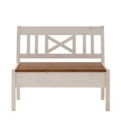 Massivholzbank Barlad in Weiß Bernsteinfarben