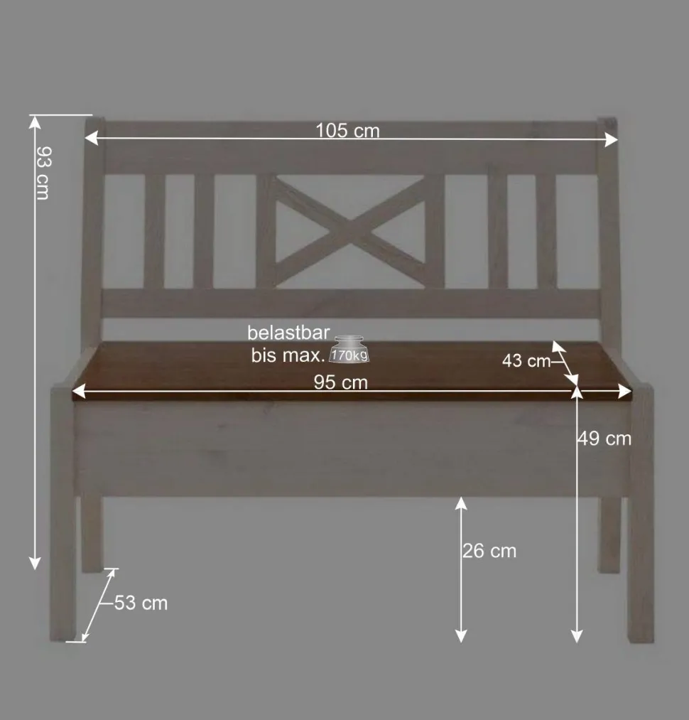 Massivholzbank Barlad in Weiß Bernsteinfarben