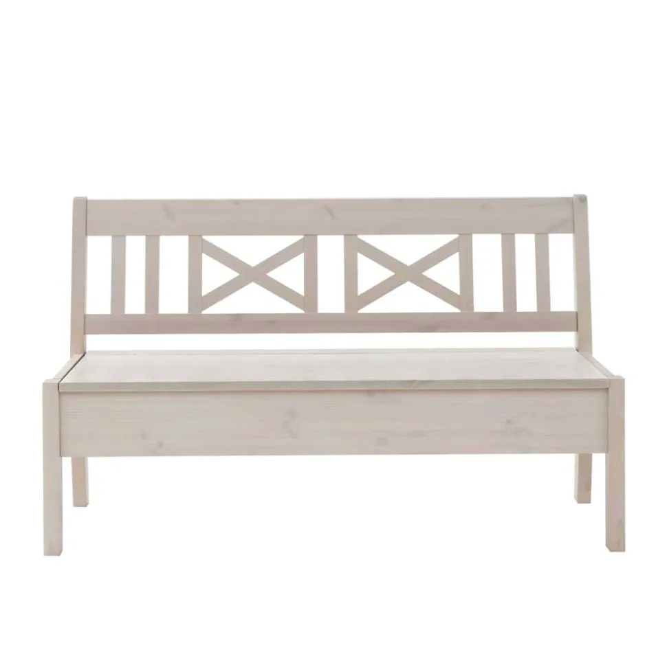 Massivholzbank Onesti in Weiß Kiefer