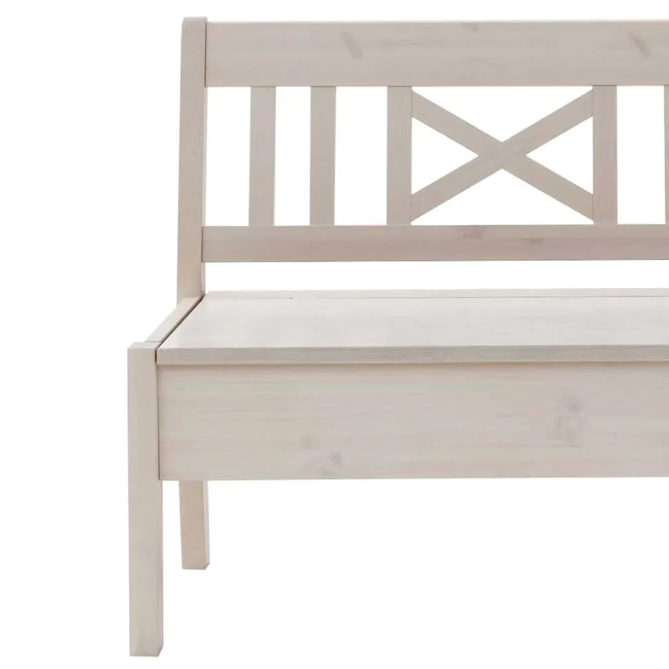 Massivholzbank Onesti in Weiß Kiefer