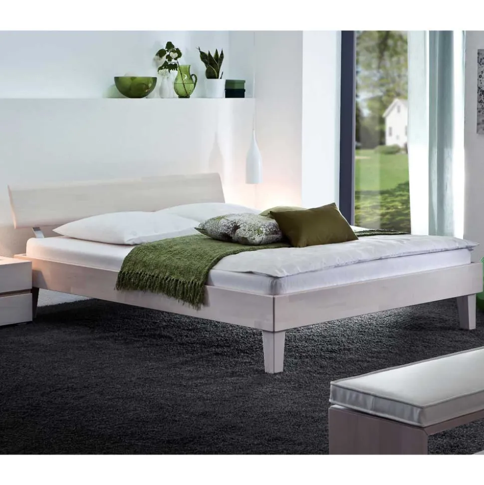 Massivholzbett Edward in Weiß