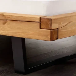 Massivholzbett mit Kissenoptik Kopfteil - Kalastania