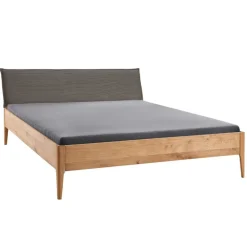 Massivholz-Bettgestell mit Cord-Kopfteil - Babahira