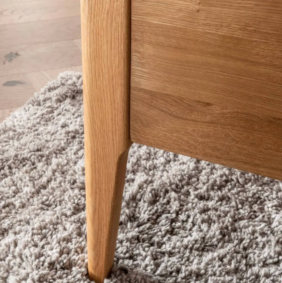 Massivholz-Bettgestell mit Cord-Kopfteil - Babahira