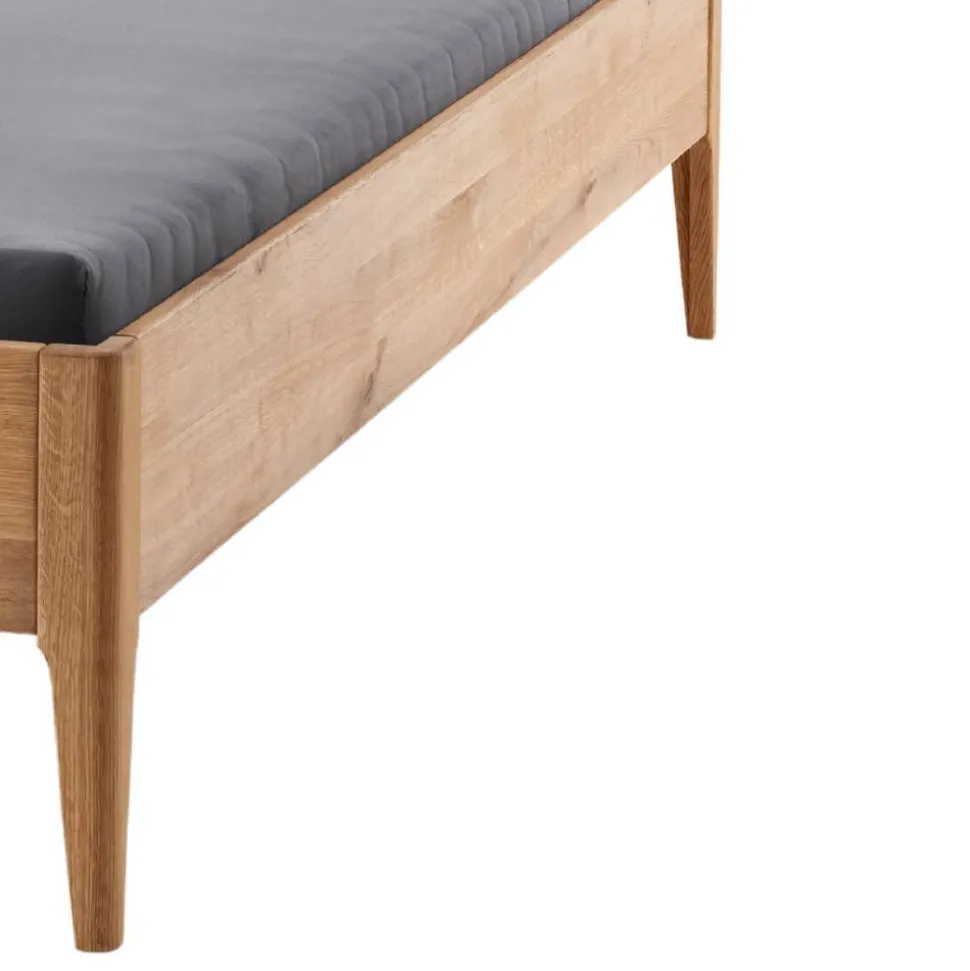 Massivholz-Bettgestell mit Cord-Kopfteil - Babahira