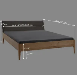 Massivholz-Bettgestell mit Cord-Kopfteil - Babahira