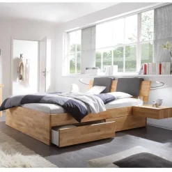 Massivholz-Doppelbett Brodivana mit Bettschubladen