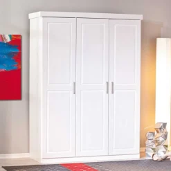 Massivholz-Kleiderschrank Nabrosia in Weiß