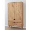 Massivholz-Kleiderschrank mit zwei Schubladen - Fabijola