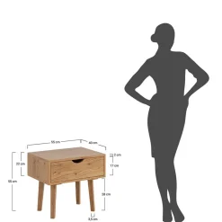 Massivholz-Nachtkommode mit Schublade - Fabijola