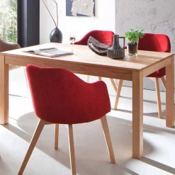 Massivholztisch mit 1 oder 2 Einlegeplatten Zanima aus lackierter Kernbuche