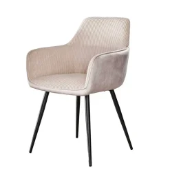 Materialmix Polsterstuhl in Creme - Garfio (2er Set)