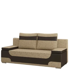 Material-Mix-Schlafsofa in Beige und Braun - Swan