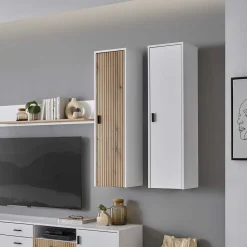 Mattweißer Hängeschrank fürs Wohnzimmer - Dualkos