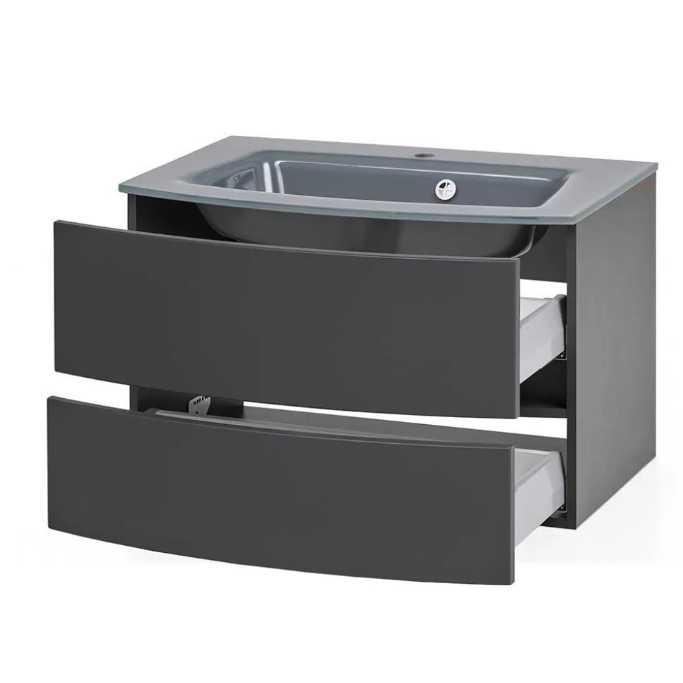 Möbel fürs Badezimmer in Dunkelgrau - Natarivos (dreiteilig)