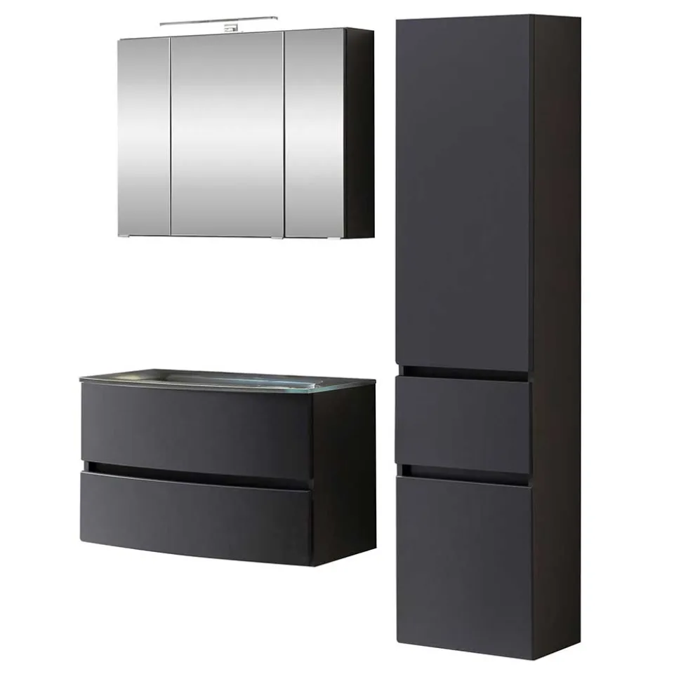 Möbel fürs Badezimmer in Dunkelgrau - Natarivos (dreiteilig)
