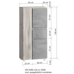 Möbel Kombination fürs Bad zweifarbig - Jambi (fünfteilig)