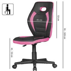 Mädchen Drehstuhl in Schwarz Pink - Ebrus