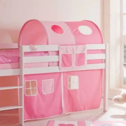 Mädchen Hochbett Alasdair in Weiß-Pink