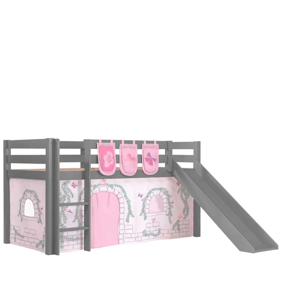 Mädchen Rutschbett in Grau mit Vorhang - Constanza