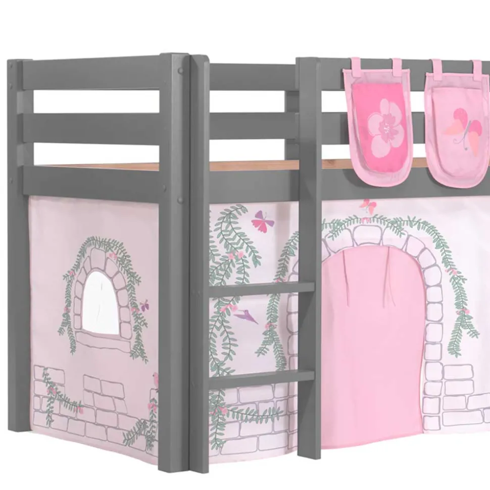 Mädchen Rutschbett in Grau mit Vorhang - Constanza