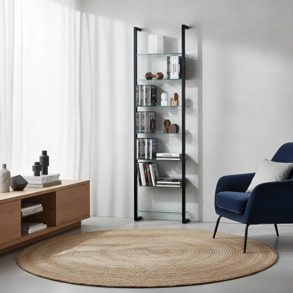 Medien Wand Regal mit 7 Glasböden - Clobia I