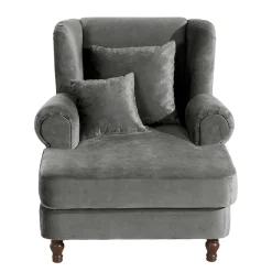 Mega Wohnzimmersessel in Grau Samtvelours - Jusic